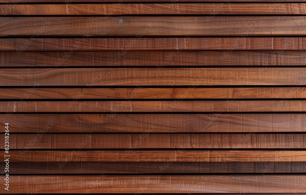 Obraz premium A closeup of the slats on an outdoor wooden wall, showcasing their natural wood grain and texture
