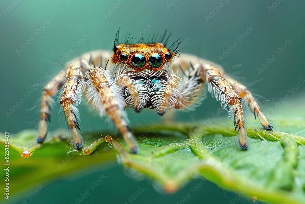 A close-up of a spider's eyes