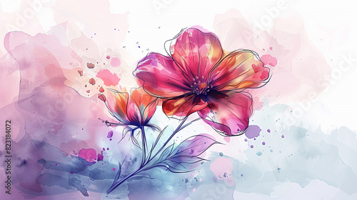 Watercolor Flower Tracing.