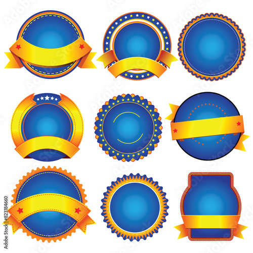 Set awards with ribbons on white background