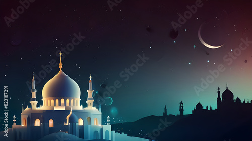 futuristic ramadan background with mosque