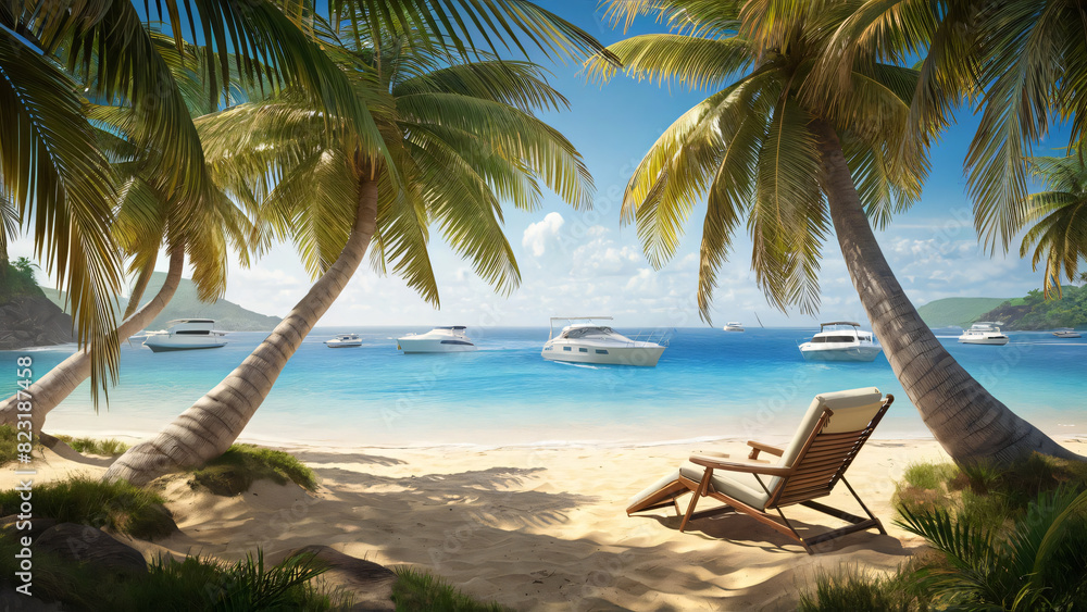 High resolution enjoying holiday on the beach 3d rendering image, Beach images. High resolution enjoying holiday on the beach 3d rendering image, Beach images.