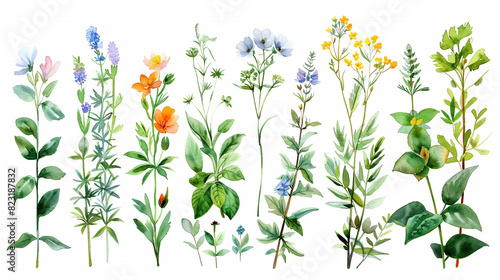 Wallpaper Mural Watercolour painting of various plants. Torontodigital.ca