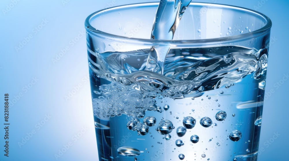 Clear water being poured into a glass, symbolizing the simplicity and necessity of hydration. Clear water being poured into a glass, symbolizing the simplicity and necessity of hydration.