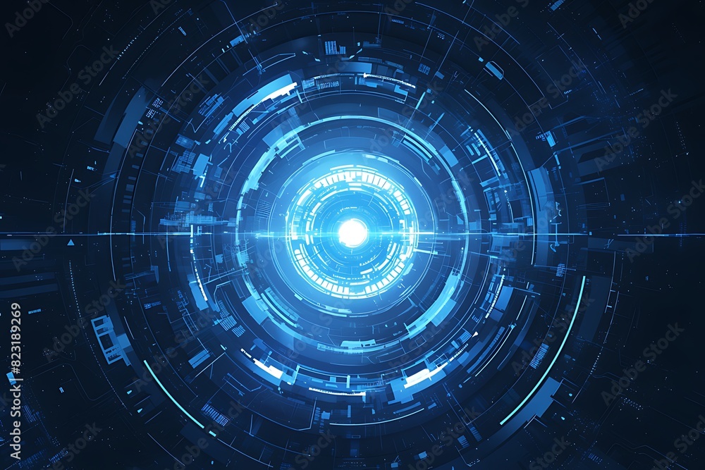 Futuristic Blue Holographic Circles with Neon Glow Futuristic Blue Holographic Circles with Neon Glow