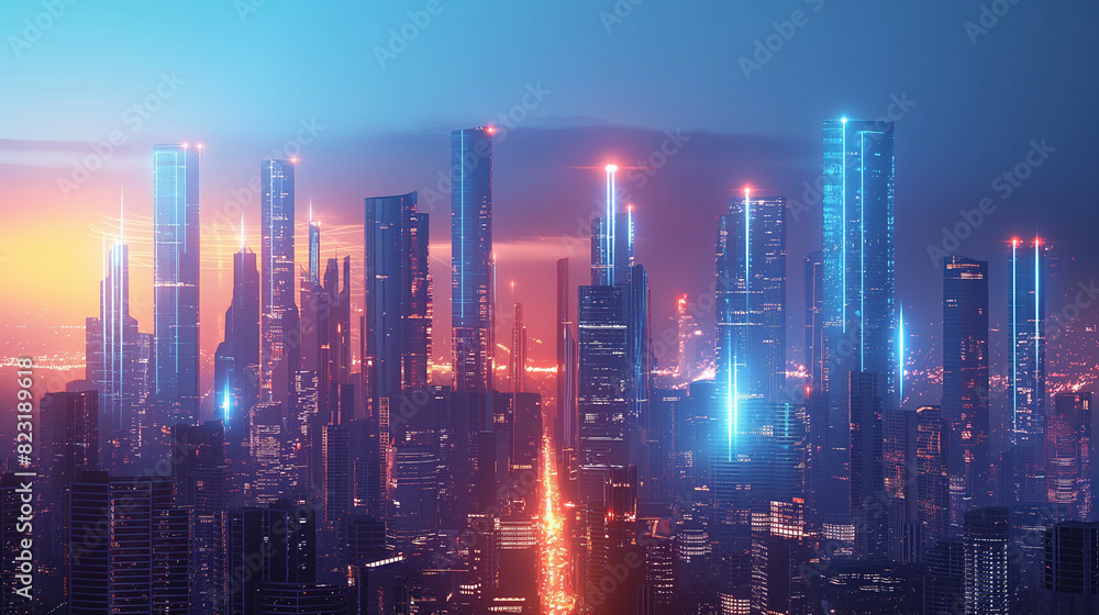 Futuristic city with sleek skyscrapers and advanced technology. Futuristic city with sleek skyscrapers and advanced technology.
