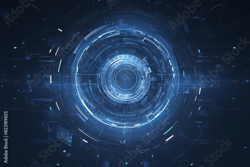 Wallpaper Mural Futuristic Blue Holographic Circles with Neon Glow Torontodigital.ca