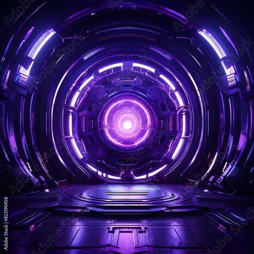 Golden Portal Chamber, Futuristic Stage Backdrop Purple