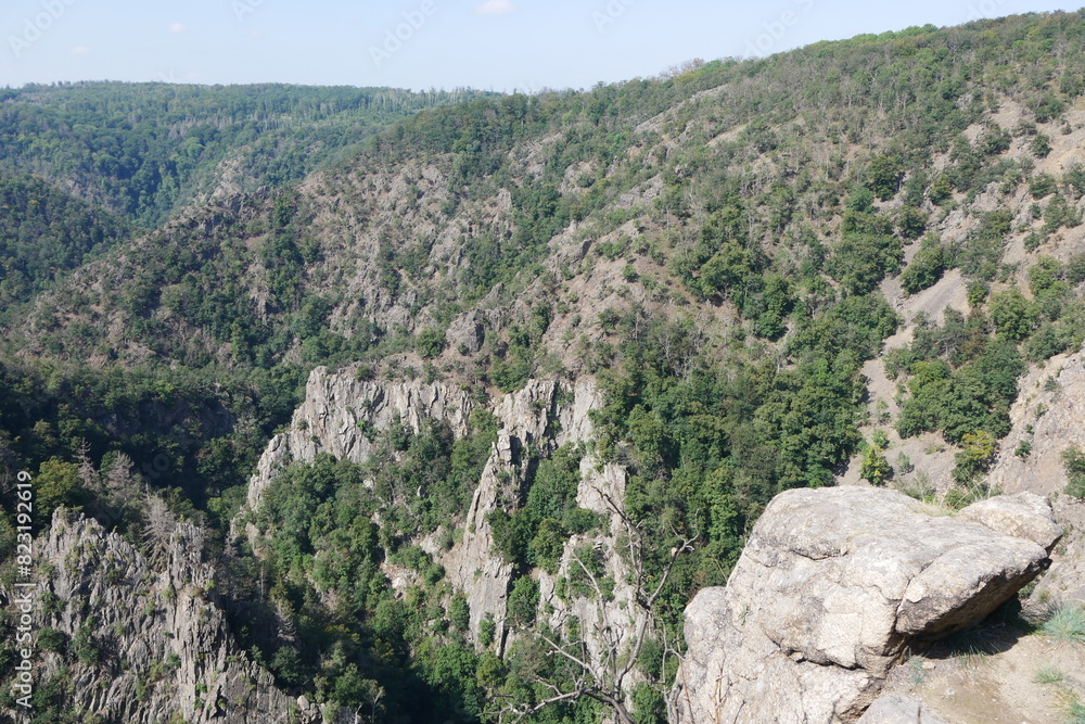 Blick ins Bodetal an der Roßtrappe bei Thale im Harz
