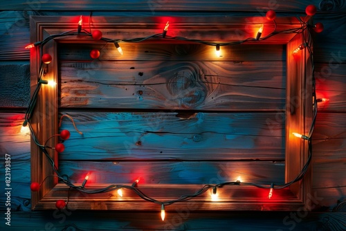 Wooden wall adorned with Christmas lights