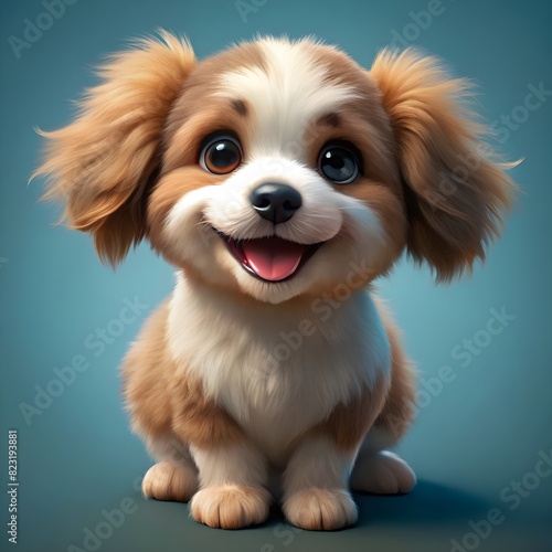 cute fluffy portrait smile puppy dog that looking © alone