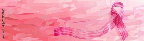 Pink ribbon symbolizing breast cancer awareness on a textured pink background. Promoting health, hope, and support for breast cancer survivors and fighters.