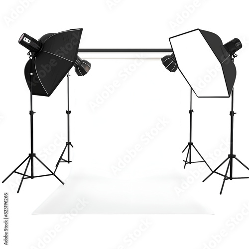 Set of Photography Lighting Equipment, Isolated on a Transparent Background, Graphic Resource