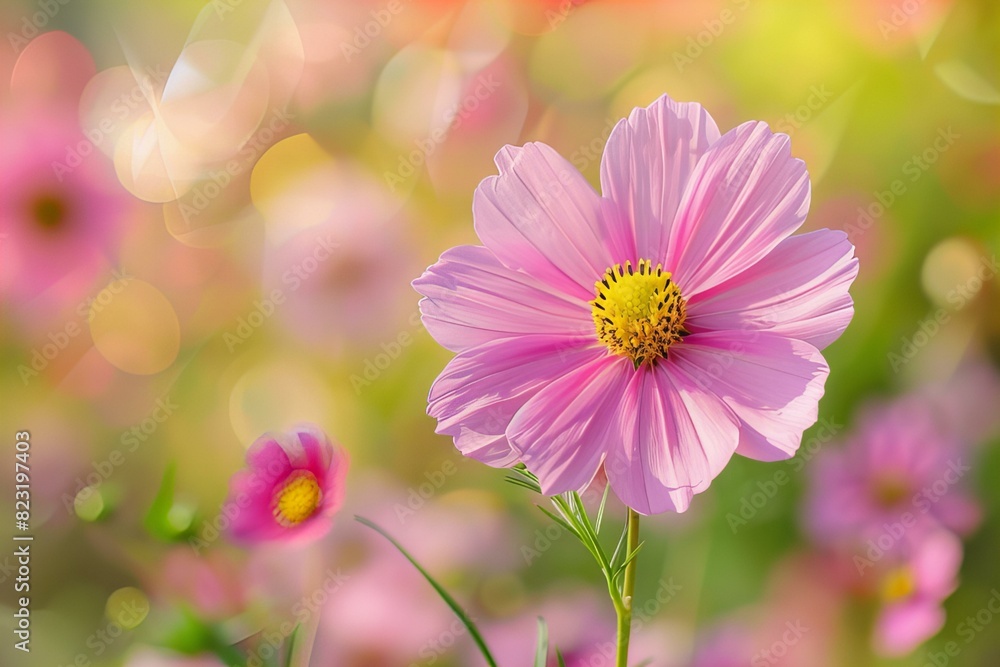 A pink flower amidst open field