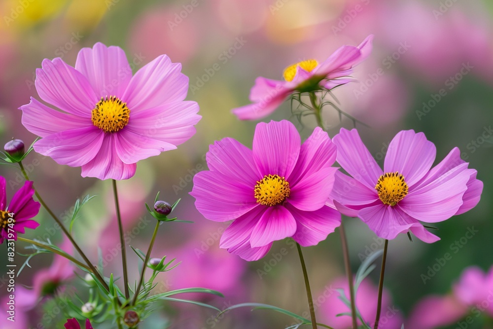 Field of blooming pink flowers Field of blooming pink flowers