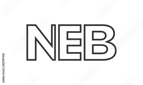 NEB logo design template with strong and modern bold text. Initial based vector logotype featuring simple and minimal typography. Trendy company identity.