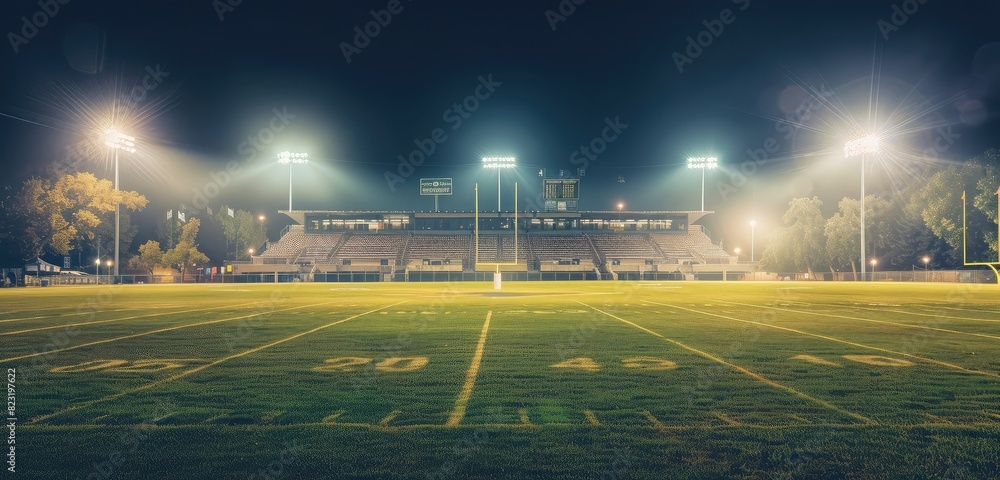 Illuminated Football Field Under Night Sky Illuminated Football Field Under Night Sky