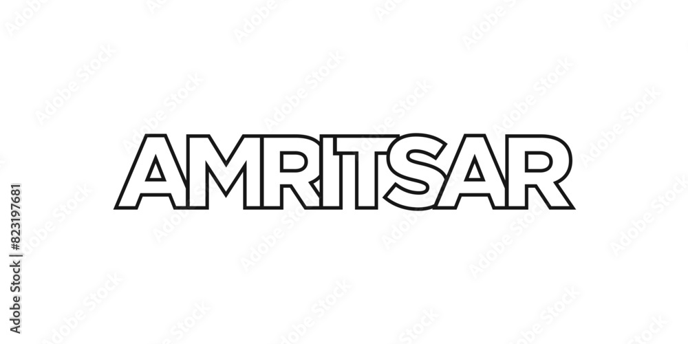 Amritsar in the India emblem. The design features a geometric style, vector illustration with bold typography in a modern font. The graphic slogan lettering. Amritsar in the India emblem. The design features a geometric style, vector illustration with bold typography in a modern font. The graphic slogan lettering.