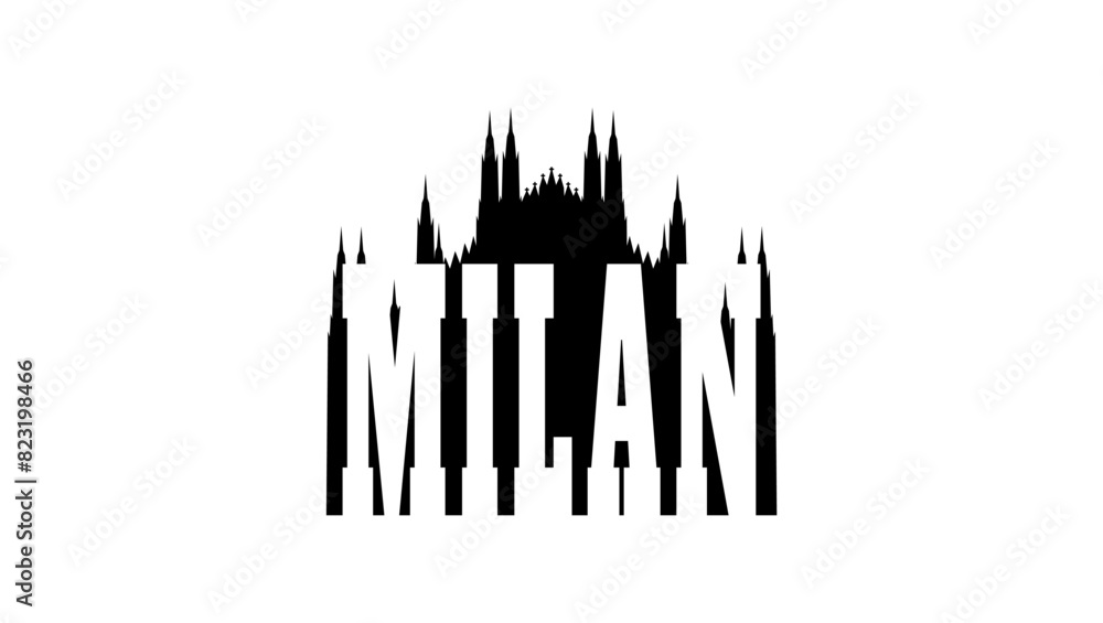 Milan Italy emblem, black isolated silhouette Milan Italy emblem, black isolated silhouette
