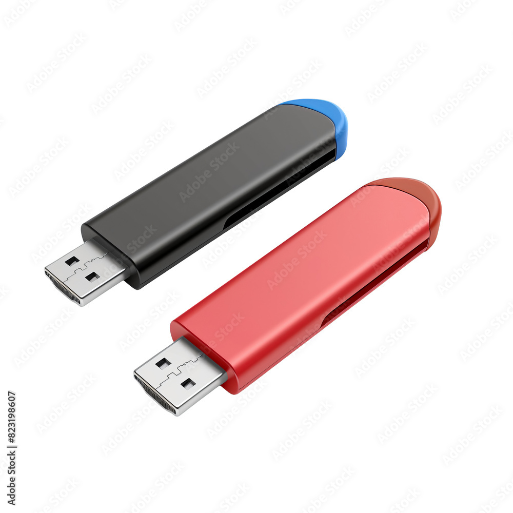 Red and Black USB Drives Next to Each Other, Isolated on a Transparent Background, Graphic Resource Red and Black USB Drives Next to Each Other, Isolated on a Transparent Background, Graphic Resource