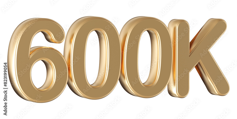 Gold 3d number 600k follower Gold 3d number 600k follower