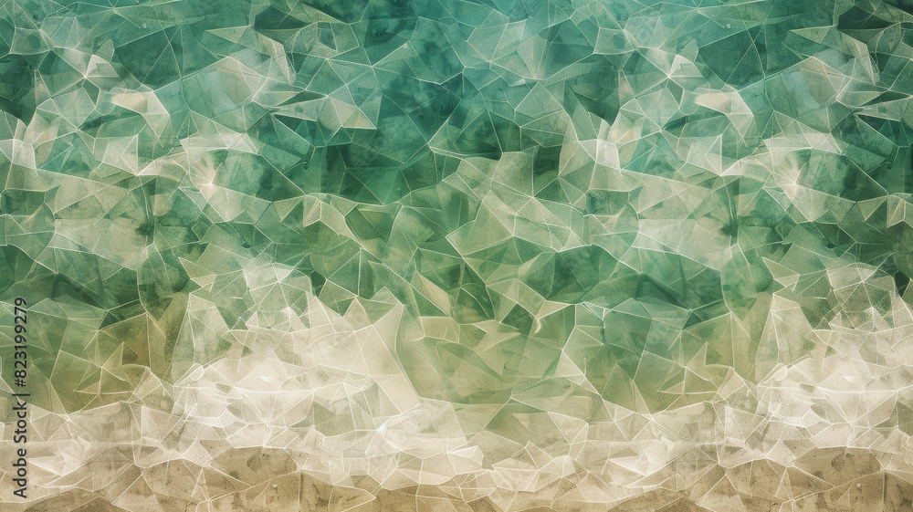 Obraz premium Emerald Green Watercolor Texture, Oceanic Geometric Pattern