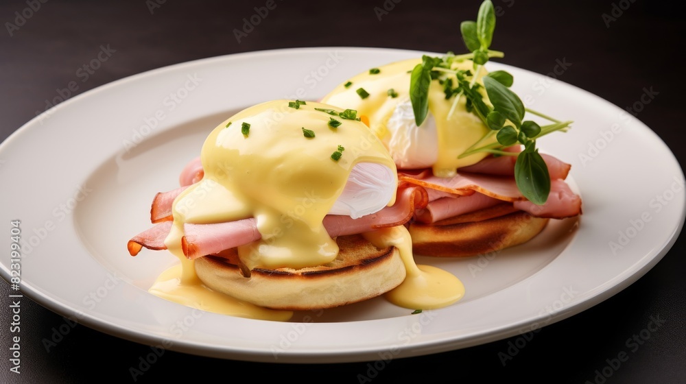 Traditional eggs Benedict with creamy hollandaise Traditional eggs Benedict with creamy hollandaise