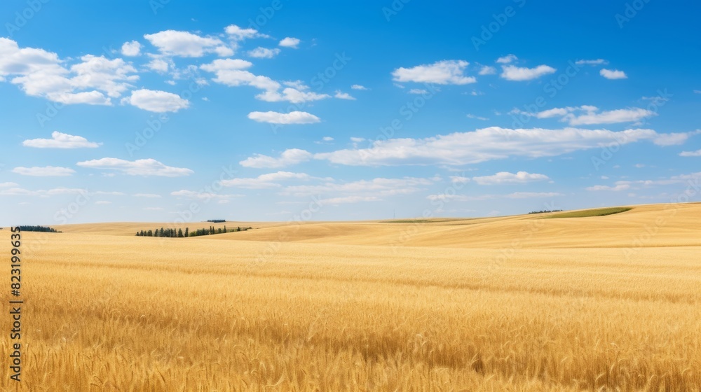 Prairie landscape with golden field view Prairie landscape with golden field view