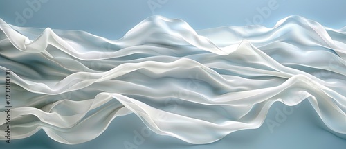 Wallpaper Mural Elegant white silk fabric waves over blue background. Perfect for backgrounds, textures, and design elements. Soft, smooth, elegant flow. Torontodigital.ca