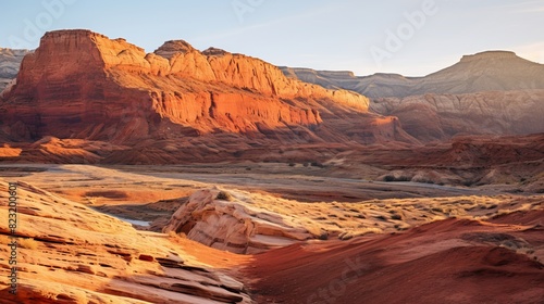 Desert canyon bathed in gentle warmth.