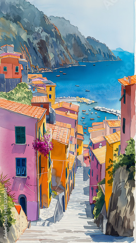 Cinque Terre, Aquarell

