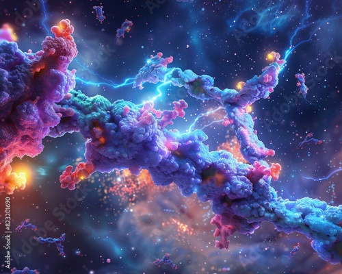 Interstellar space, colorful nebula and stars