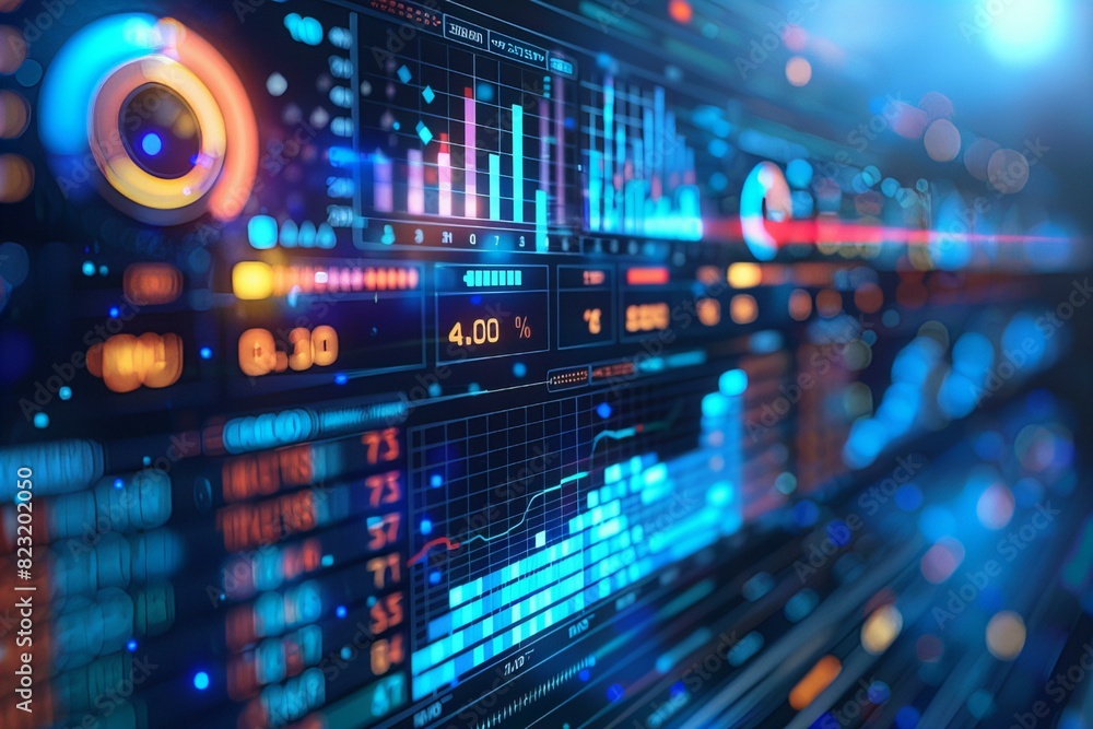 Obraz premium Computer screen displaying extensive data