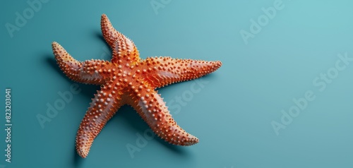 Bright orange starfish on a blue background.