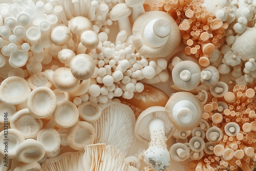 Image of various types of mushrooms on a plain background.