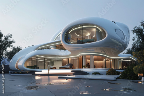 maison futuriste design blanche formes rondes photo