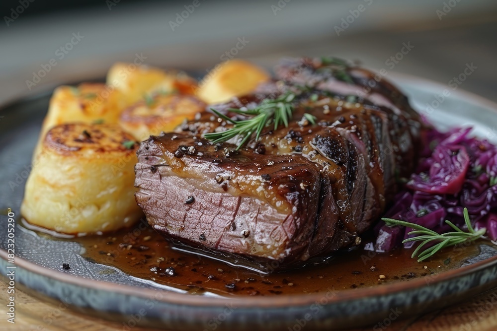 Sauerbraten - Marinated pot roast with red cabbage and potato dumplings Sauerbraten - Marinated pot roast with red cabbage and potato dumplings