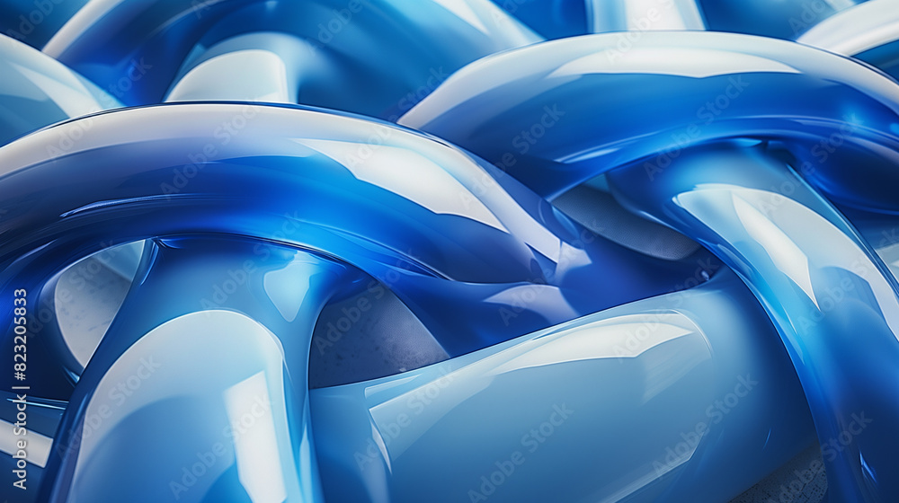 Obraz premium A close-up of a vibrant blue chain delicately resting on a pristine white background, exuding elegance and strength