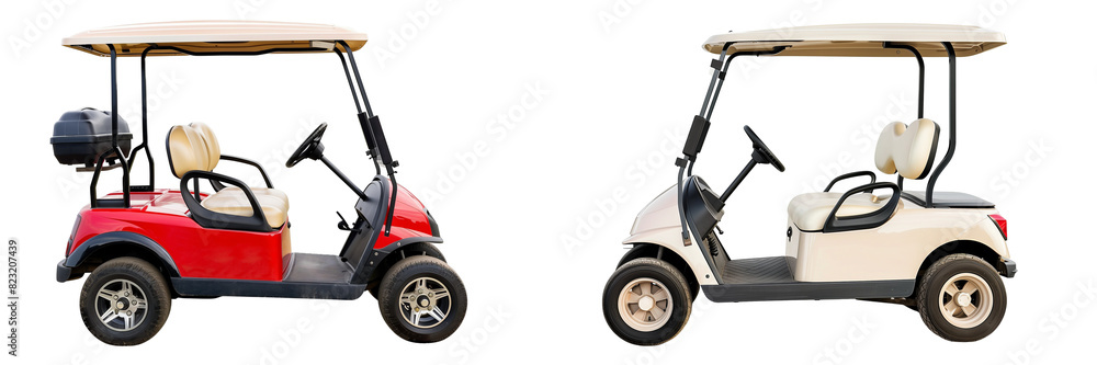 Set of Golf Carts on Transparent Background Set of Golf Carts on Transparent Background