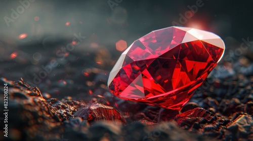 A bright red ruby gemstone