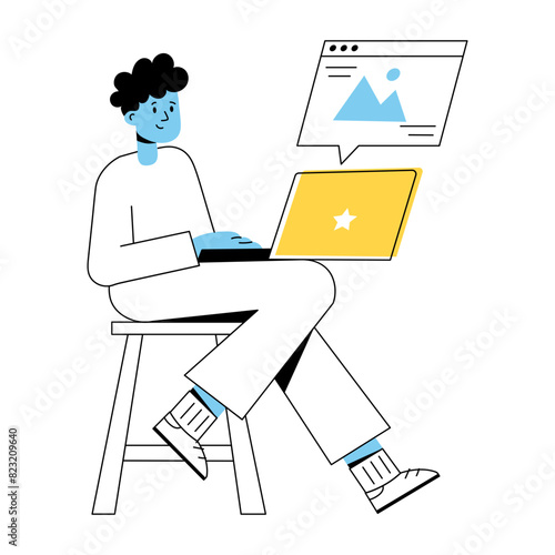 Grab this outline mini illustration of website content  