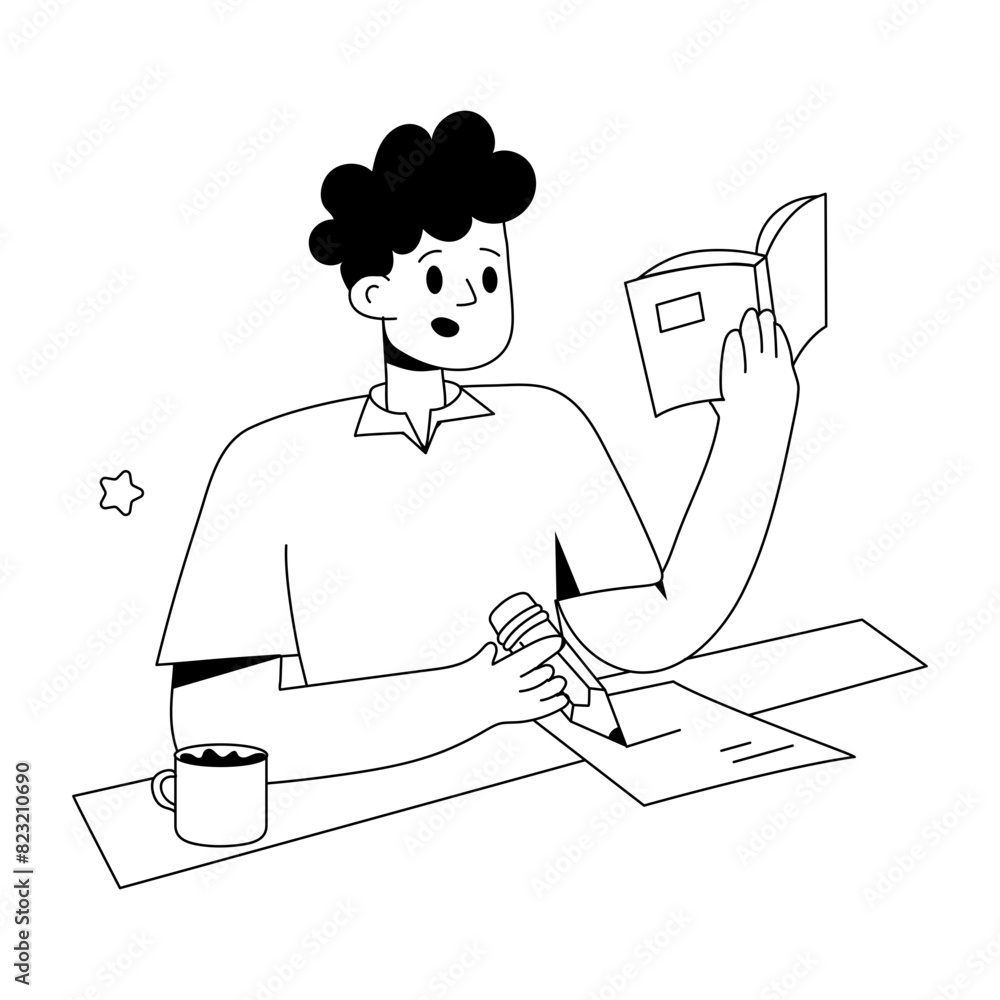 Ready to use linear mini illustration of content research Ready to use linear mini illustration of content research