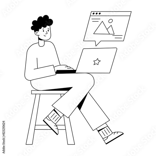 Grab this outline mini illustration of website content  