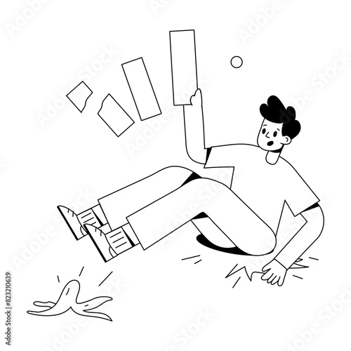 Get this outline mini illustration of market crash 