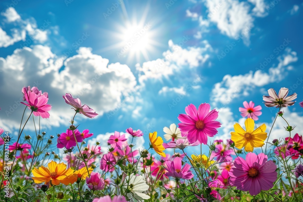 The blue sky and flowers The blue sky and flowers