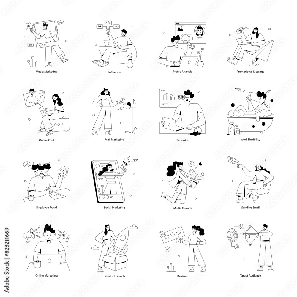 Handy Collection of Business Marketing Outline Mini Illustrations
Handy Collection of Business Marketing Outline Mini Illustrations
