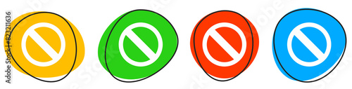4 bunte Icons: Verbot - Button Banner photo