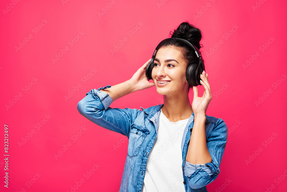 Young woman on pink background Young woman on pink background