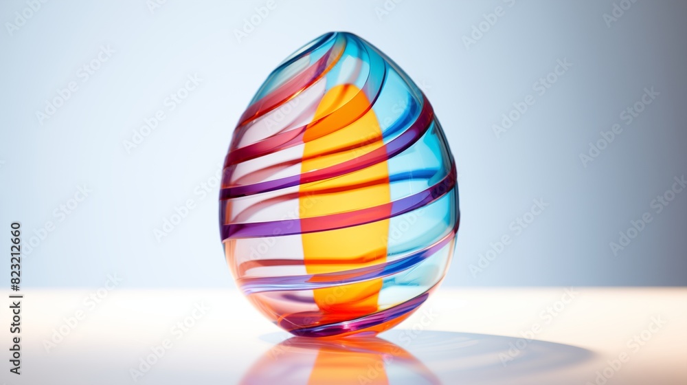 Elegant and Modern Glass Egg Sculpture with Colorful Swirling Patterns Elegant and Modern Glass Egg Sculpture with Colorful Swirling Patterns