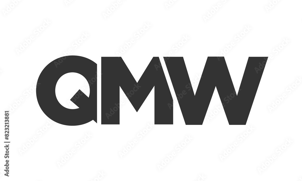 QMW logo design template with strong and modern bold text. Initial based vector logotype featuring simple and minimal typography. Trendy company identity.